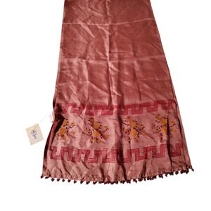 Amos Handcrafted For You Scarf Peach Colored Silk Scarf with Beads - Imperfect